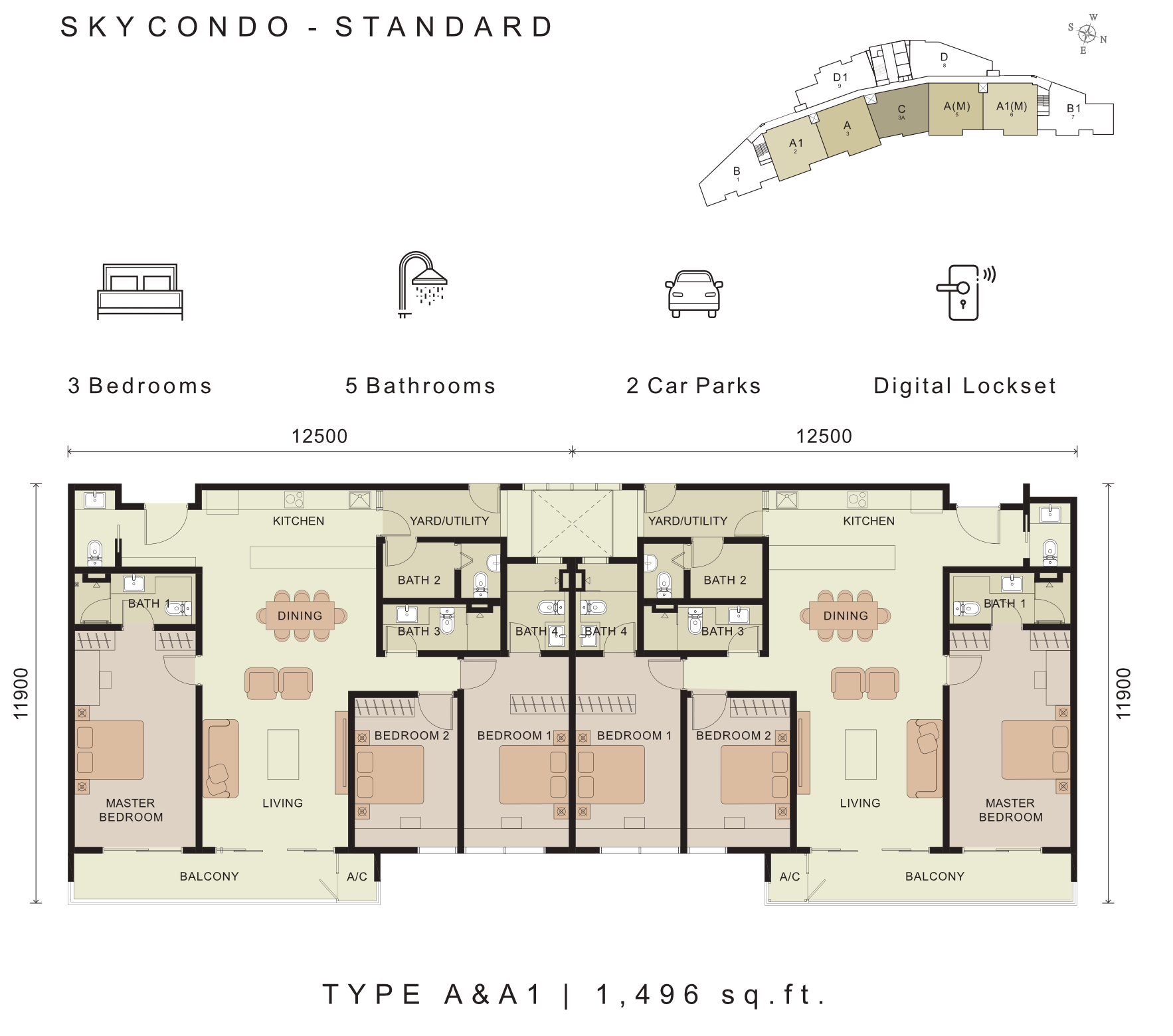 Floor plan — Sky Condo Type A